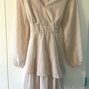 Long sleeve light blush mini dress